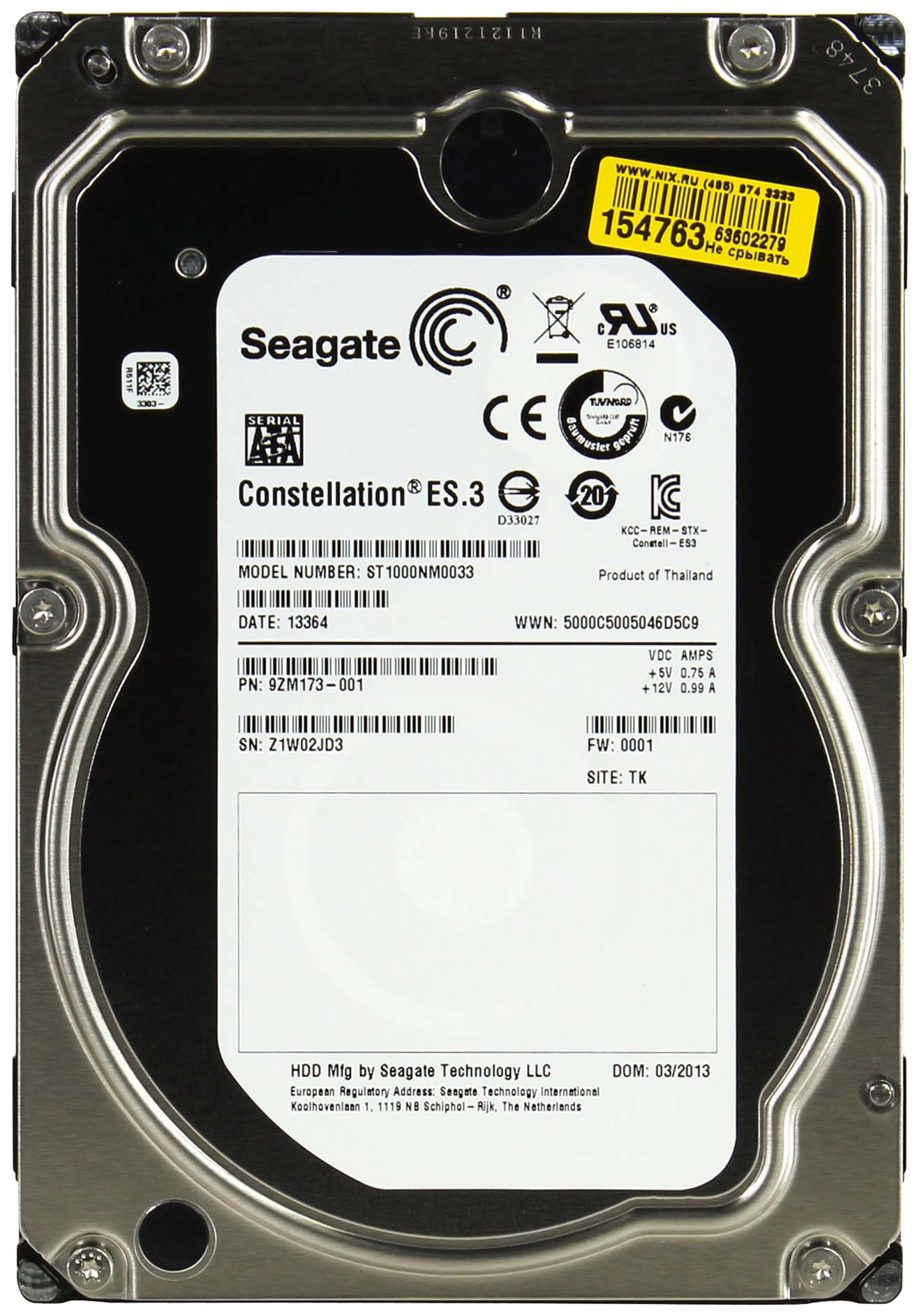 фото Внутренний жесткий диск seagate constellation es.3 1tb (st1000nm0033)