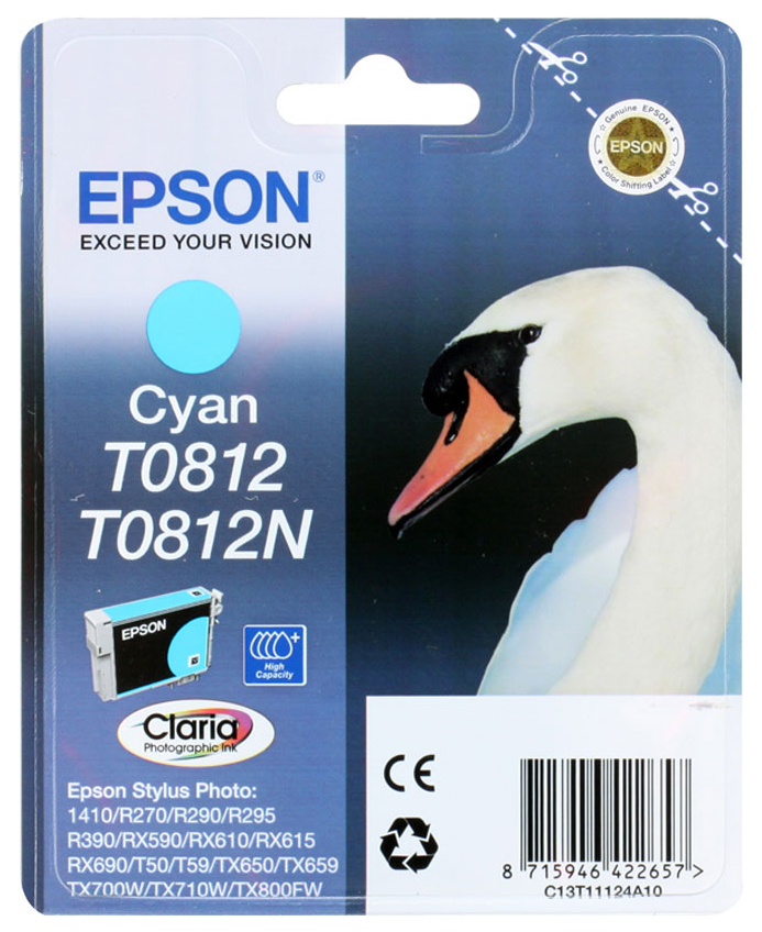 

Картридж для струйного принтера Epson C13T11124A10/C13T08124A, голубой, оригинал, t1112