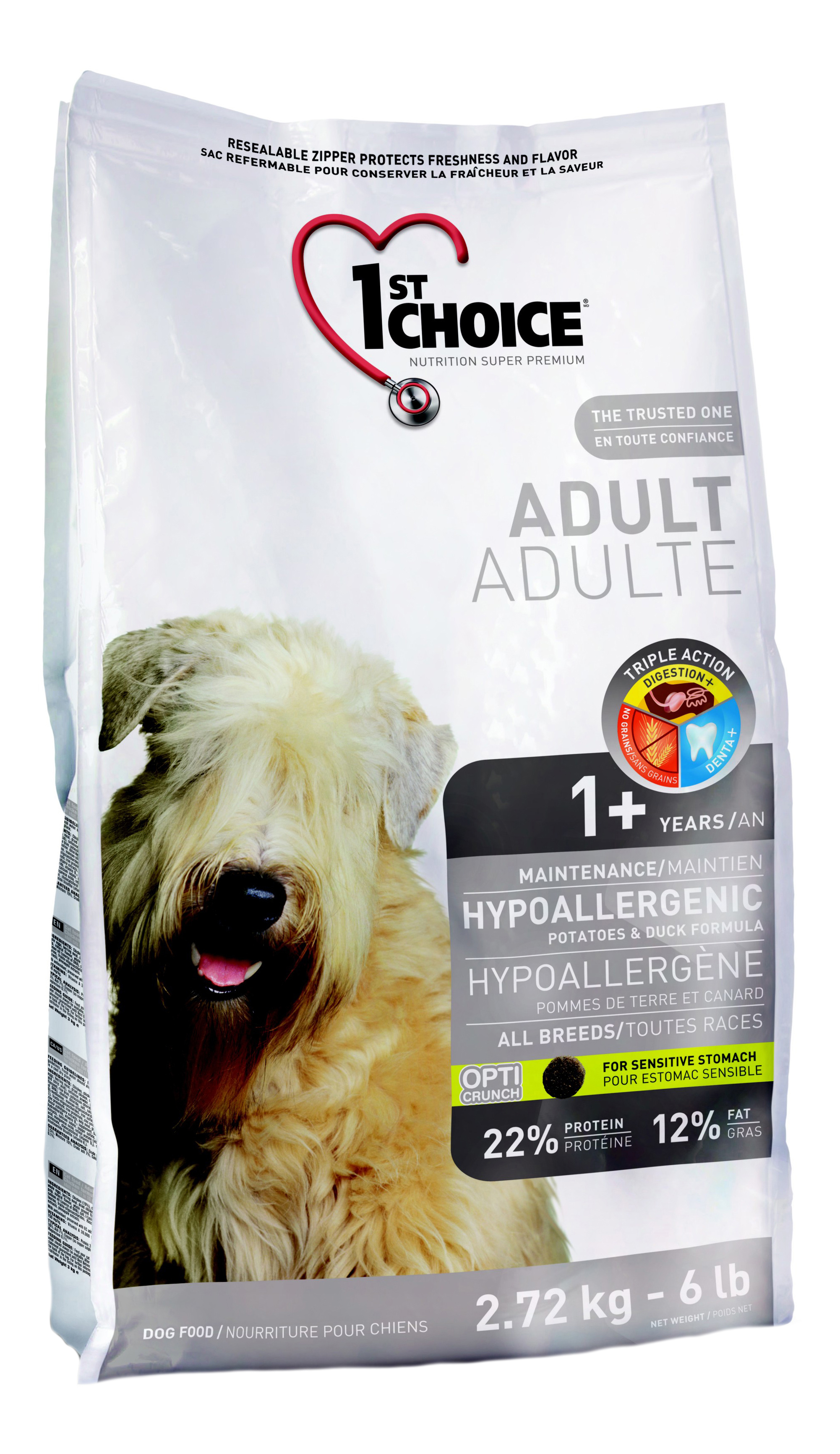 фото Сухой корм для собак 1st choice adult hypoallergenic, гипоаллергенный, утка, 2,72кг