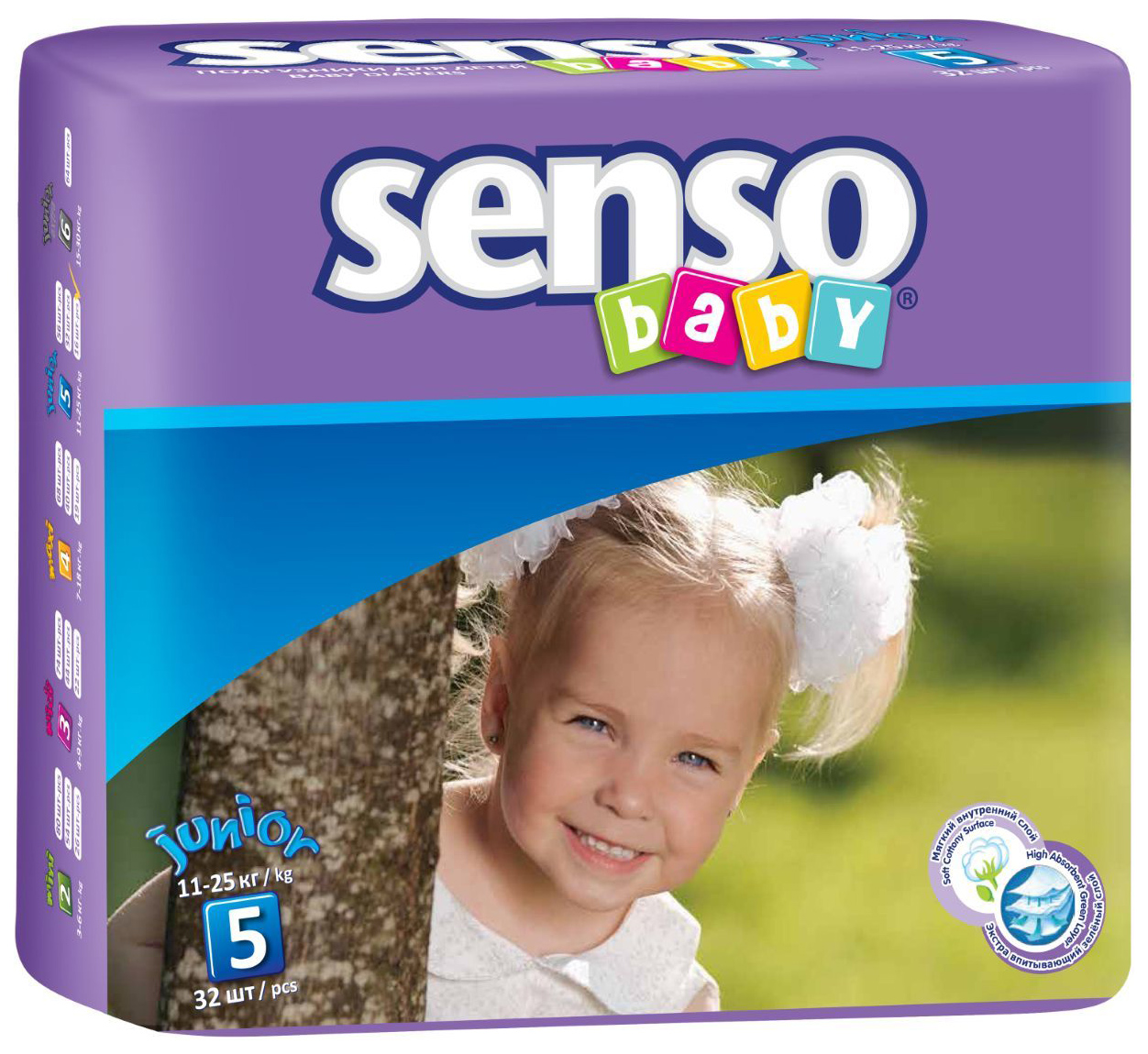 Подгузники Senso Baby Junior 5 (11-25 кг), 32 шт. раскраска bondibon пазл водный baby you логика 16 многоразовых карточек