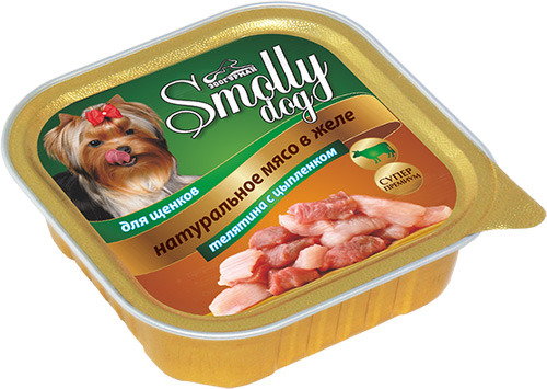 Консервы для щенков ЗООГУРМАН Smolly dog, телятина с цыпленком, 100г