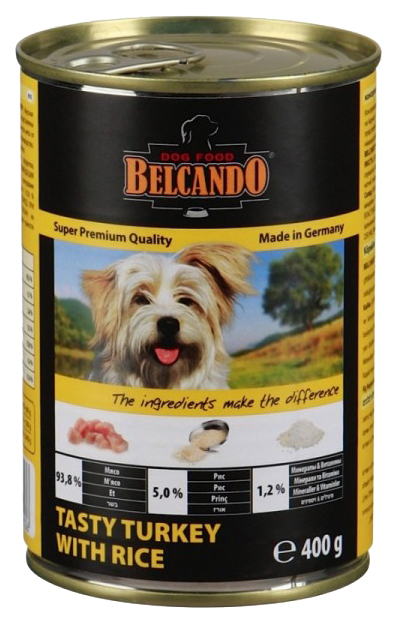 фото Консервы для собак belcando super premium, со вкусной индейкой и рисом, 400г