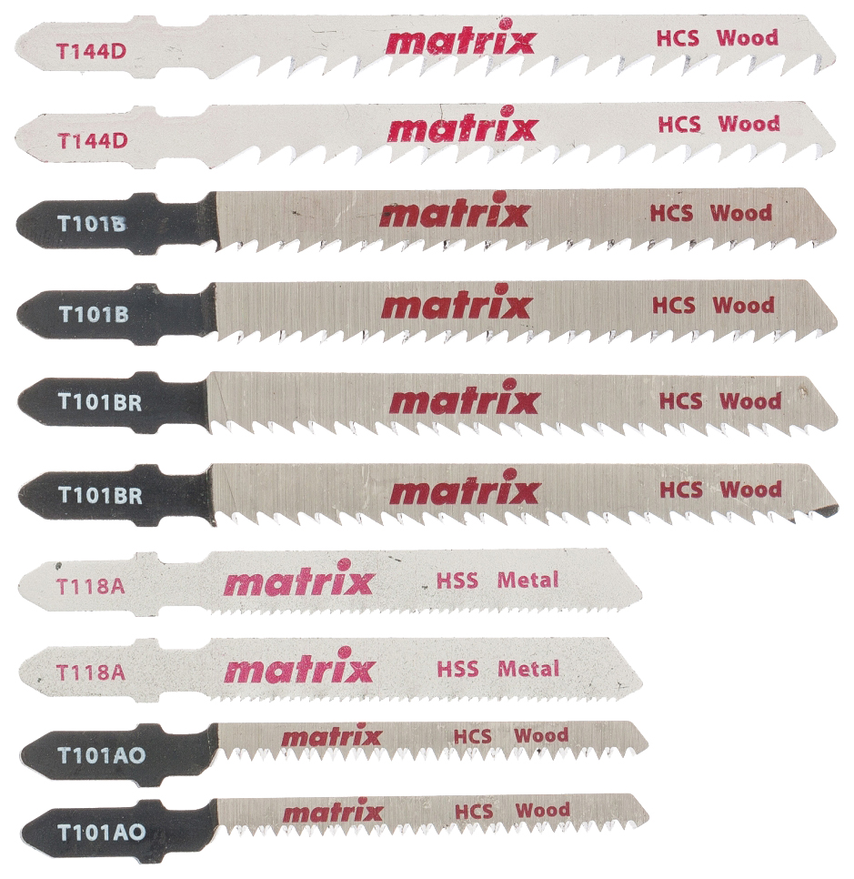Пилки для лобзика MATRIX T-SET1003 78247 пилки для лобзика matrix по пластику 3 шт t101a 72 x 2 мм hss 78232