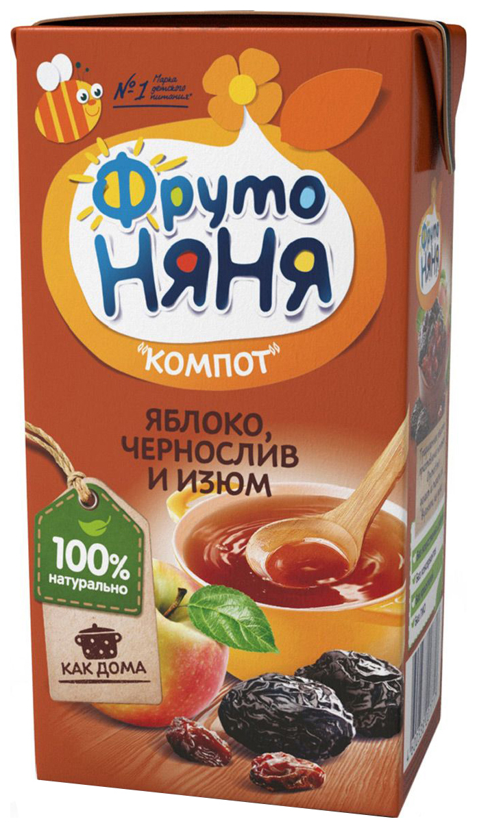 

Компот ФрутоНяня Яблоко, чернослив и изюм с 6 месяцев 200 мл, Яблоко, чернослив и изюм