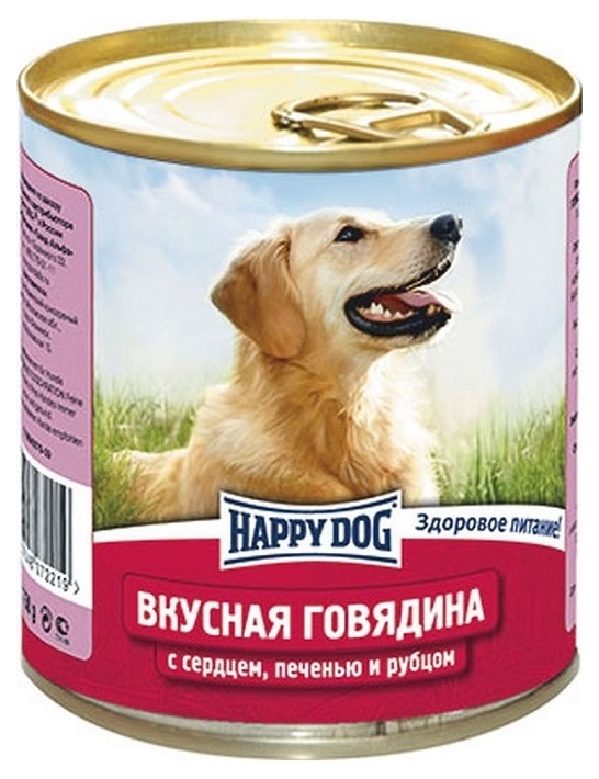 фото Консервы для собак happy dog, говядина, сердце, печень, рубец, 750г