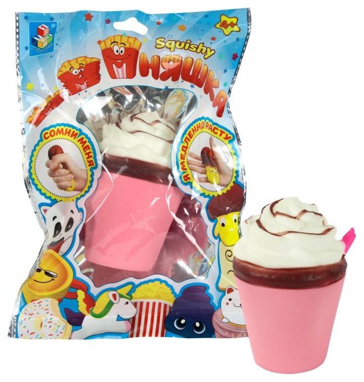 

Игрушка-антистресс сквиши 1Toy М-м-мняшка Молочный коктейль, Розовый;белый, Молочный коктейль