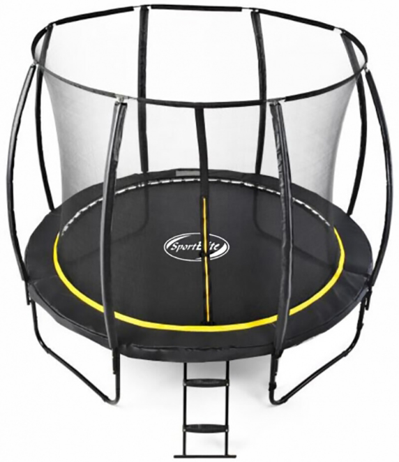 фото Батут sportelite cfr-12ft-4 с сеткой и лестницей 366 см, black/yellow