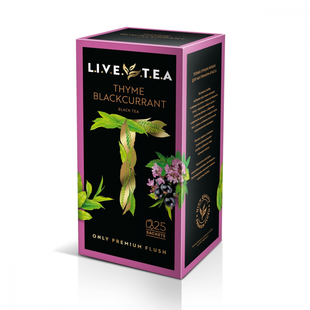 фото Чай live tea thyme & blackcurrant черный с чабрецом и черной смородиной 25 пакетиков