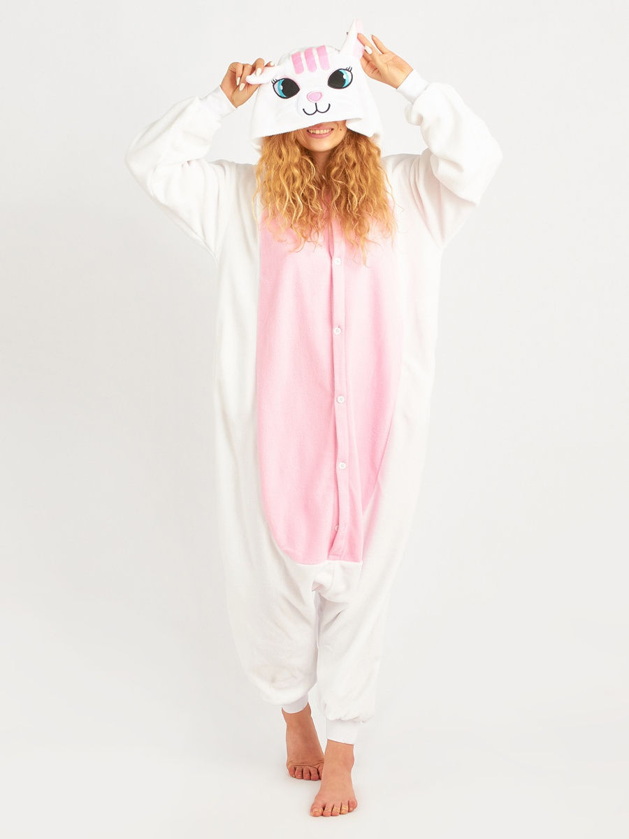 

Кигуруми унисекс BearWear Белая кошечка белый 56 RU, Белая кошечка