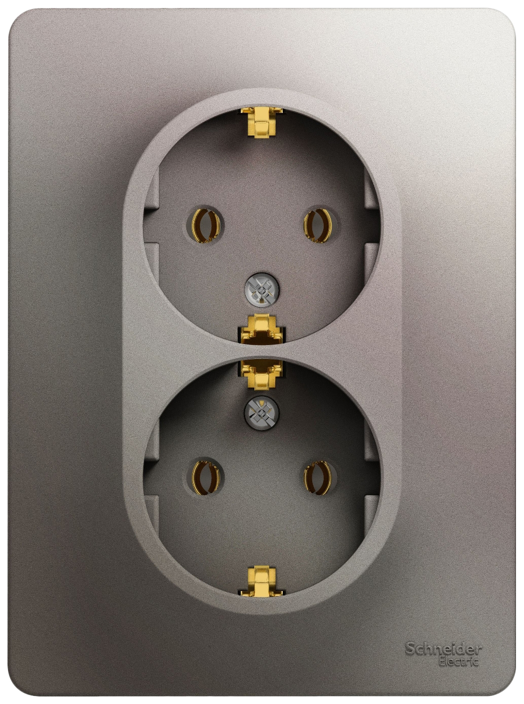 фото Розетка 2-модульная "glossa", 16 а, 250 в, ip20, с заземлением, в сборе (платина) schneider electric