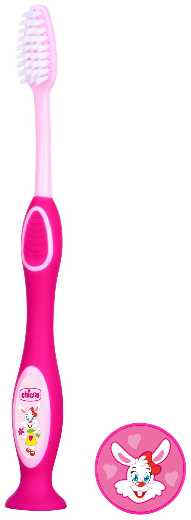 Зубная щетка Chicco с присоской Розовая 320617016