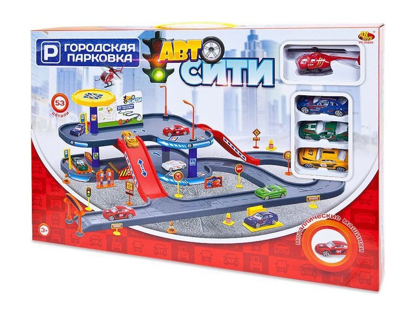 Парковка АвтоСити, 2-х уровневая, 53 детали PT-00860 ABtoys