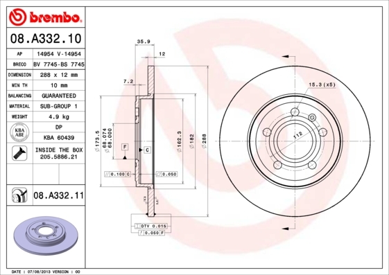 фото Тормозной диск brembo 08a33211