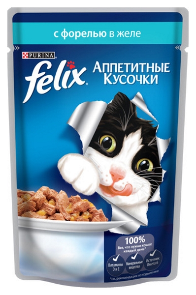 фото Влажный корм для кошек felix sensation, форель, 24шт, 85г