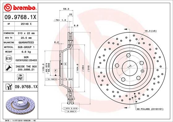 фото Тормозной диск brembo 09.9768.1x