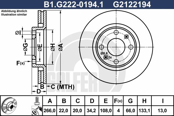 фото Тормозной диск galfer b1.g222-0194.1