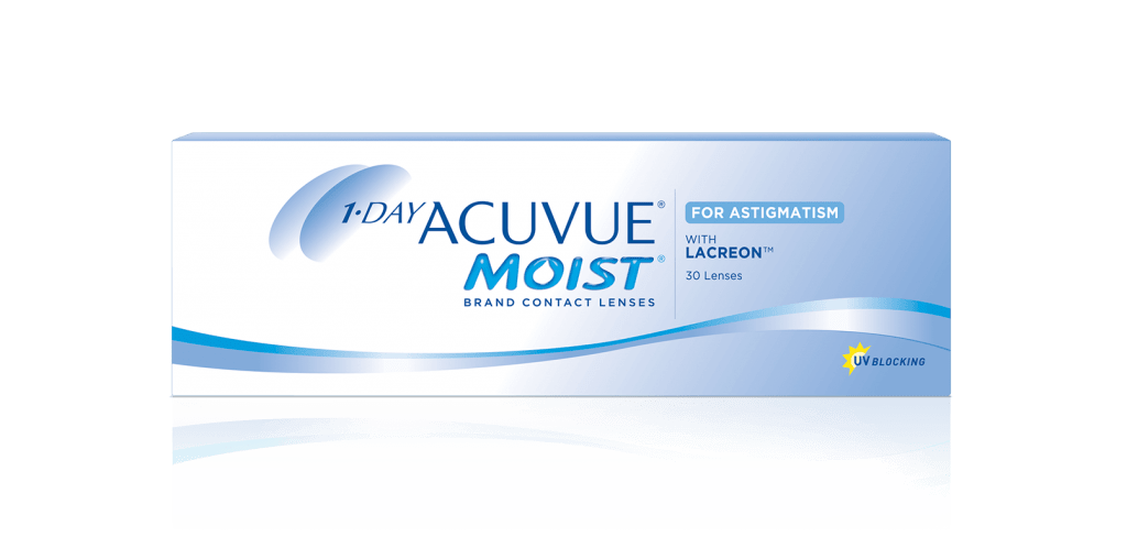 1-Day Acuvue Moist Toric Lenses, 30 Pairs, with Powers  1.50/-1.75 and Axis 110