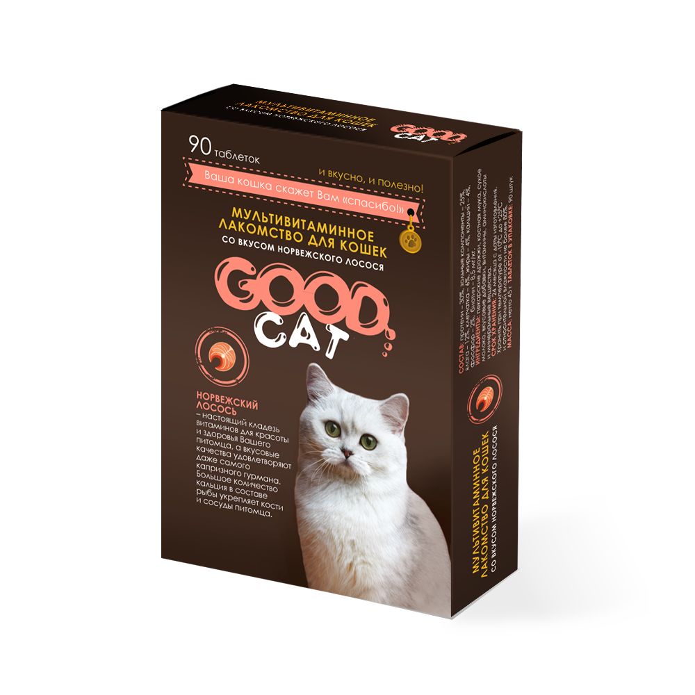 Лакомcтво для кошек GOOD CAT таблетки, норвежский лосось, 90 шт, 45 г