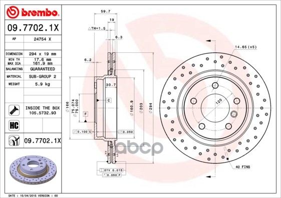 фото Тормозной диск brembo 0977021x