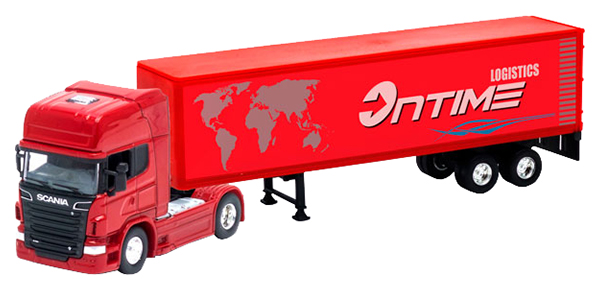 

Модель тягача с прицепом 1:64 Scania V8 Welly 68021S