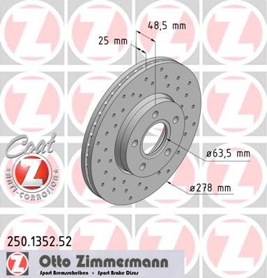 

Тормозной диск ZIMMERMANN 250.1352.52