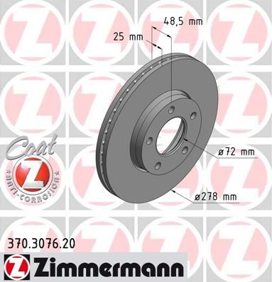 фото Тормозной диск zimmermann 370.3076.20