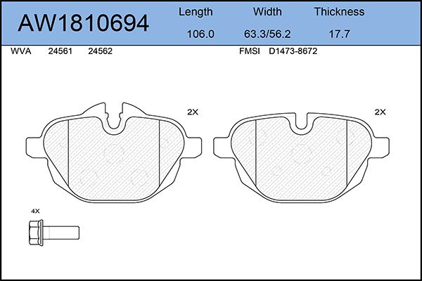 Тормозные колодки AywiParts дисковые AW1810694