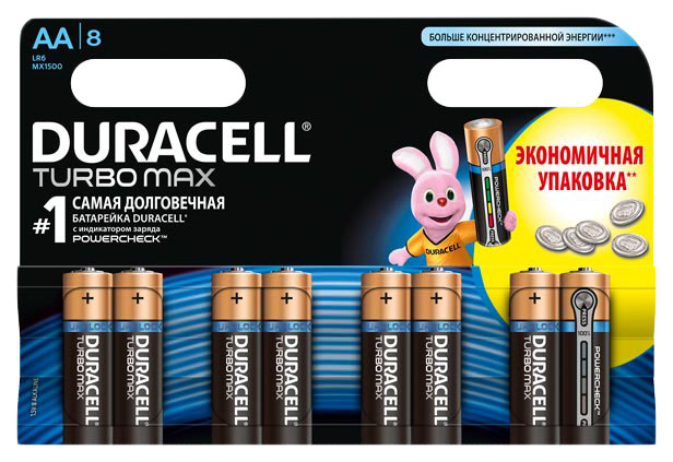 

Батарейка Duracell Turbo Max LR6 8 шт, Turbo AA LR6 8шт