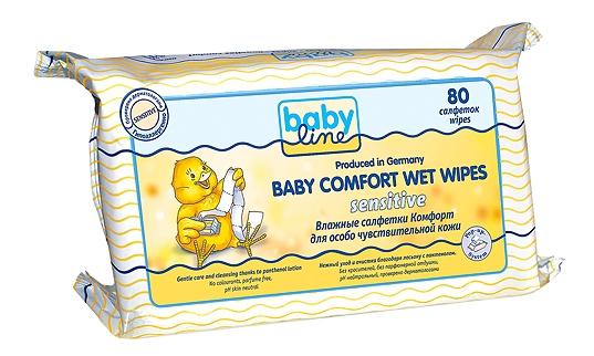 фото Детские влажные салфетки babyline comfort sensitive, 80 шт.