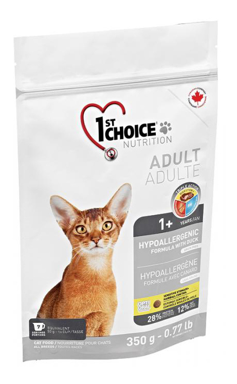 Сухой корм для кошек 1st choice HYPOALLERGENIC, гипоаллергенный, утка, 0,35кг