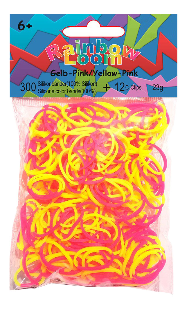 фото Плетение из резинок rainbow loom silicone bands - yellow/pink