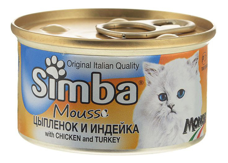 фото Консервы для кошек simba mousse, мусс с цыпленком и индейкой, 85г