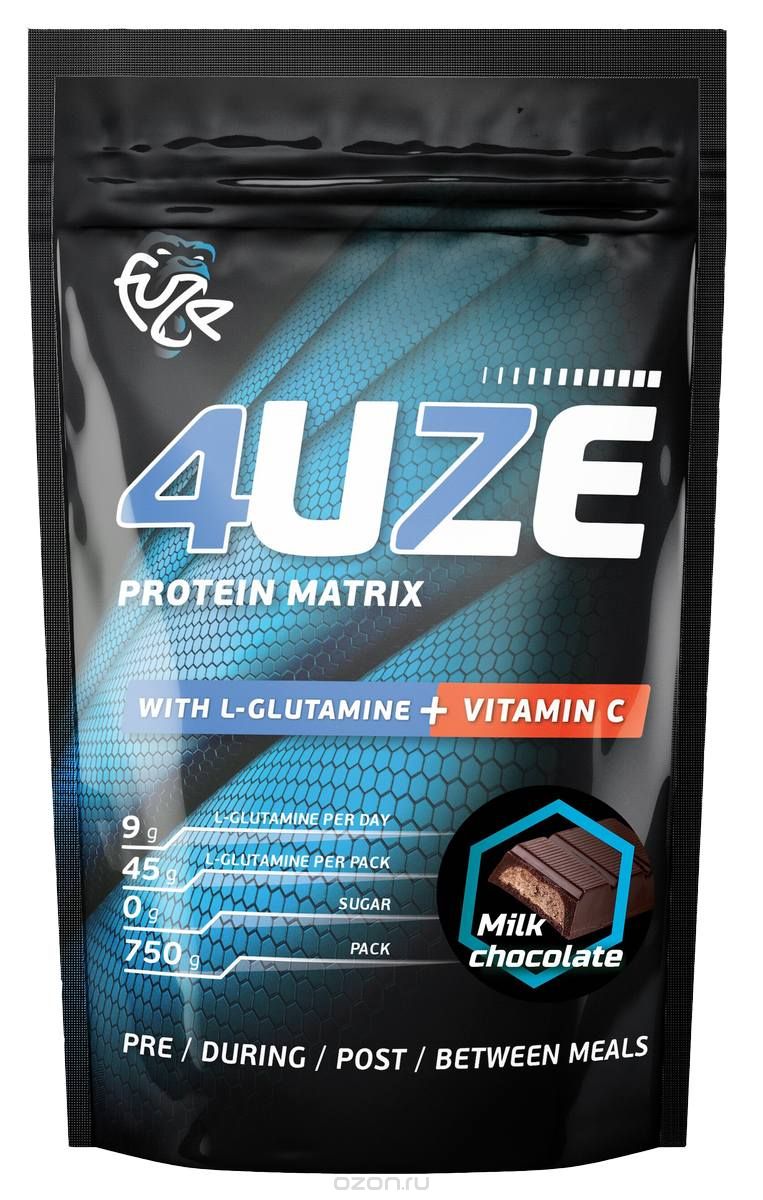 Протеин 4uze Protein + Glutamine, 750 г, молочный шоколад