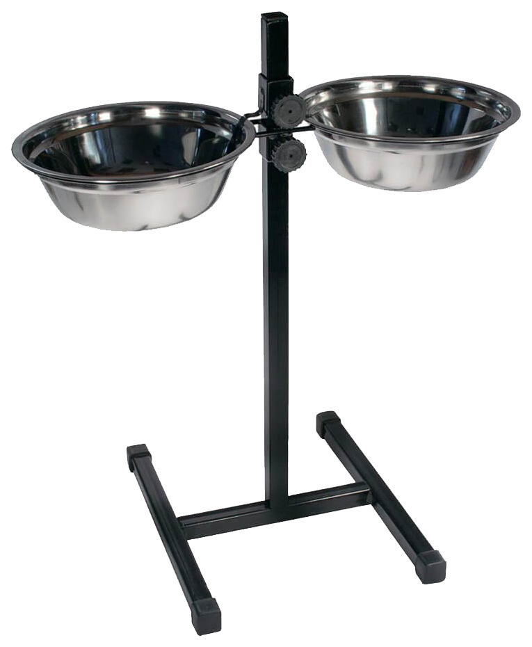 фото Двойная миска для собак дарэлл, сталь, серебристый, черный, 2 шт по 1.5 л