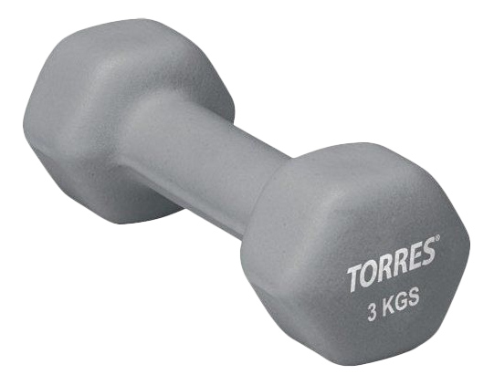Неразборная гантель неопреновая Torres PL5001 1 x 3 кг, серый