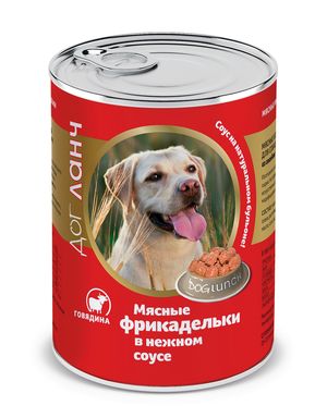 фото Консервы для собак dog lunch, фрикадельки в нежном соусе, говядина, 850г