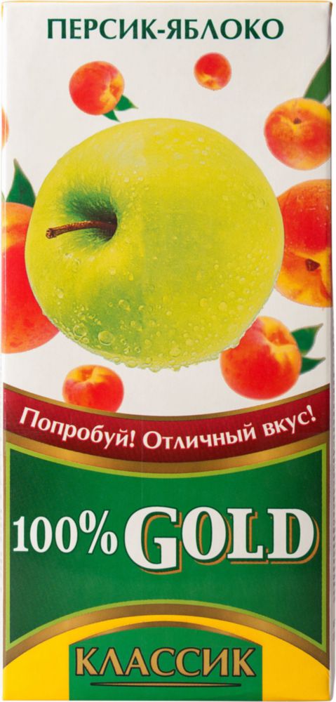 

Напиток сокосодержащий Gold персик-яблоко 100% классик 0.95 л, Gold персик-яблоко