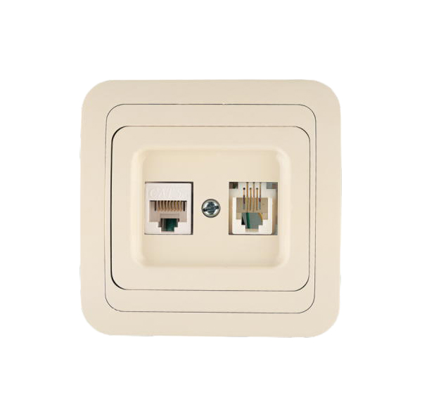 фото Комбинированная розетка makel mimoza 25037 rj45+rj11