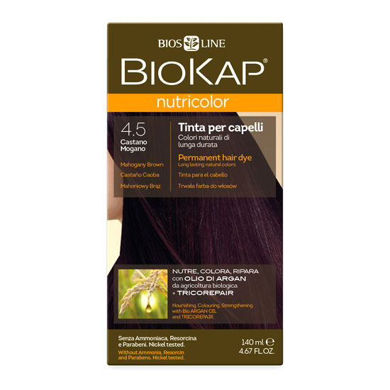 Краска для волос BIOKAP «Махагон (темно-коричневый красный)» тон 4.5, 140 мл