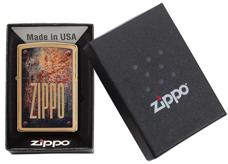 

Бензиновая зажигалка Zippo Rusty Plate Brushed Brass, Rusty Plate