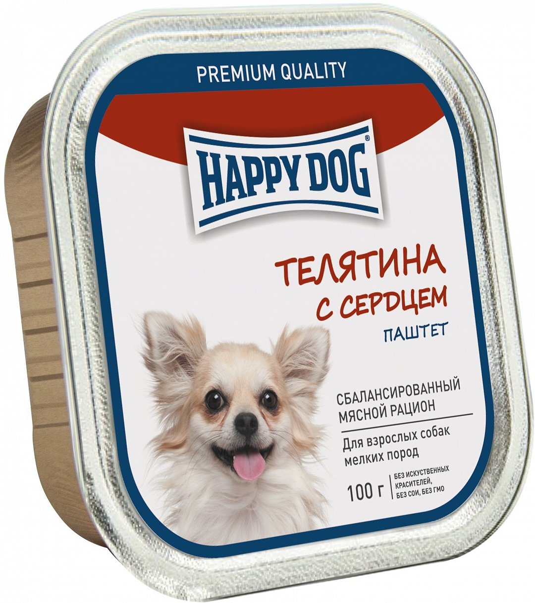 фото Консервы для собак happy dog, для мелких пород, паштет, телятина с сердцем, 100г