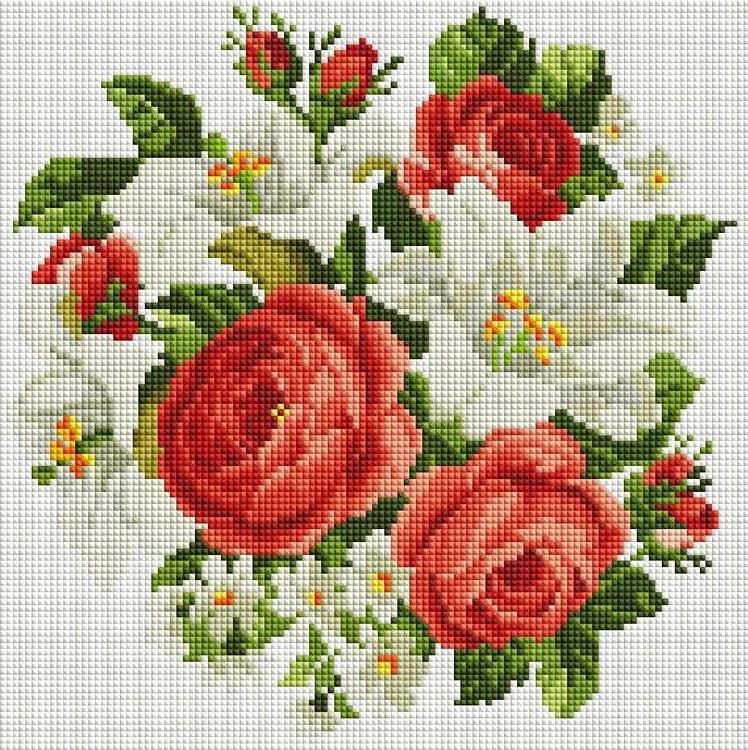 

Алмазная вышивка Белоснежка Розы и лилии, 30x30 см, Розы и лилии