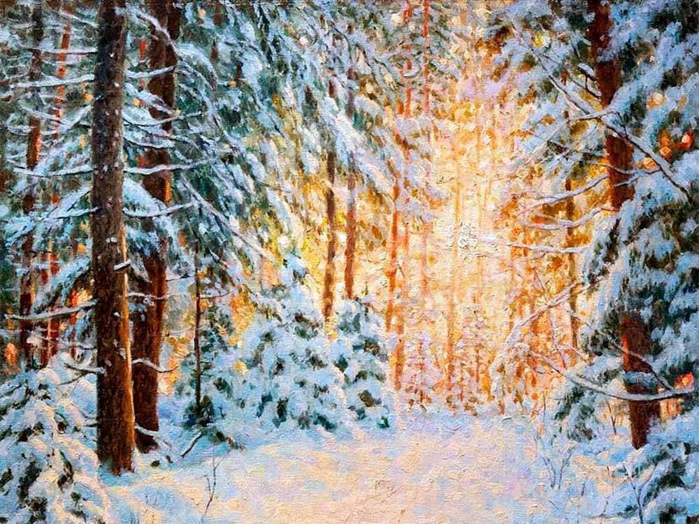 

Алмазная вышивка Алмазное Хобби Заснеженный лес, 40x60 см, Заснеженный лес