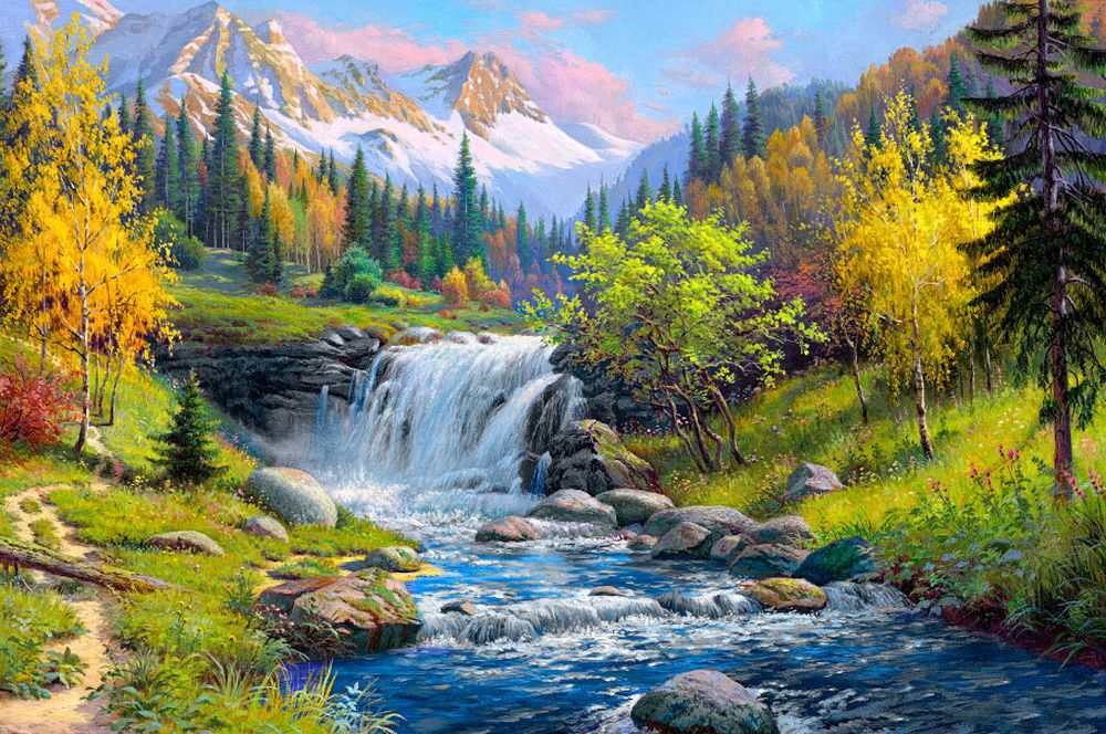 

Алмазная вышивка Алмазная Живопись Горный ручей, 40x60 см, Горный ручей