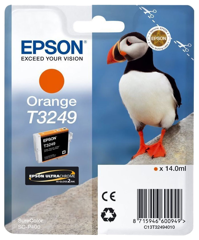 фото Картридж для струйного принтера epson t3249 (c13t32494010) оранжевый, оригинал