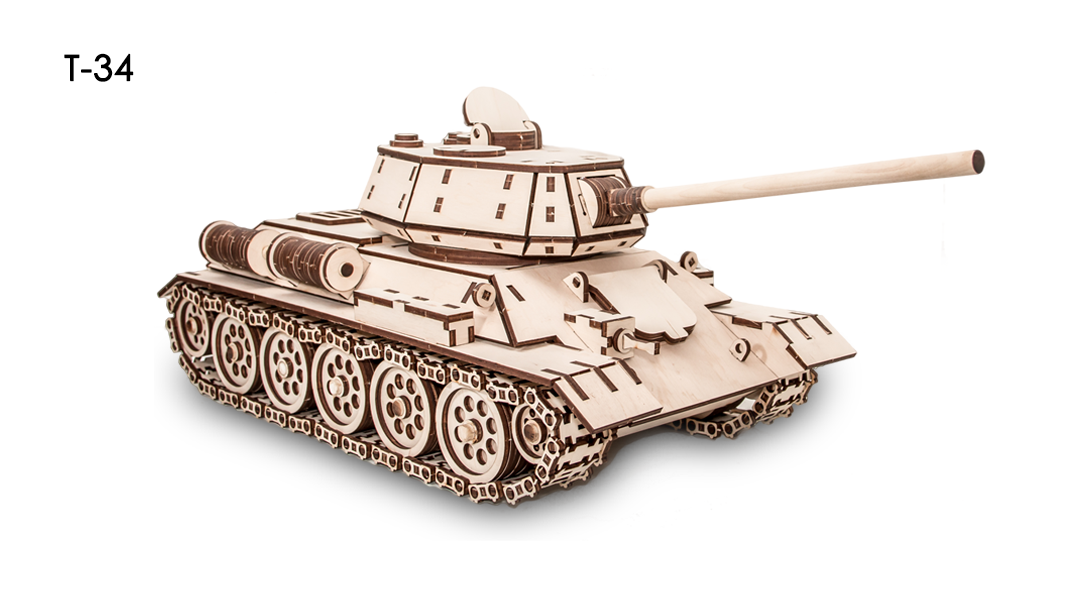 Конструктор Eco Wood Art 3D Tank T34 (Танк Т34) из дерева конструктор eco wood art 3d tank sau212 танк сау 212 из дерева