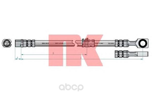 фото Шланг тормозной системы nk 853651 передний