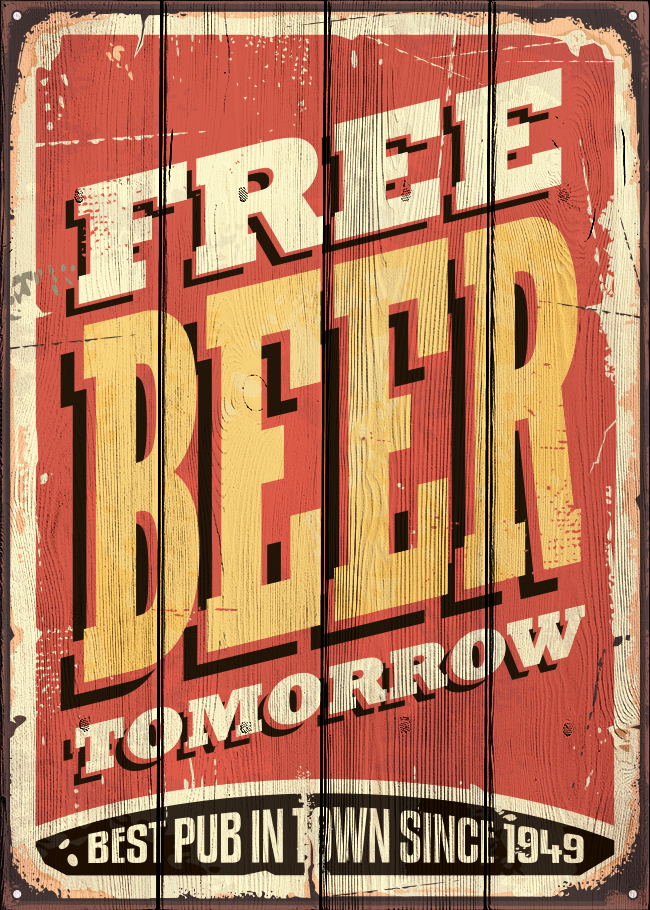 

Картина на дереве Free Beer Tomorrow 100x150 см, Дом Корлеоне