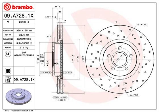 

Тормозной диск brembo 09.A728.1X