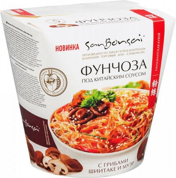 

Фунчоза под китайским соусом SanBonsai с грибами шиитаке и муэр, 120 г